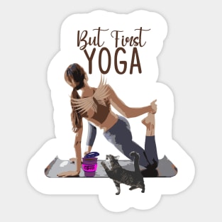 first coffee...yoga Sticker